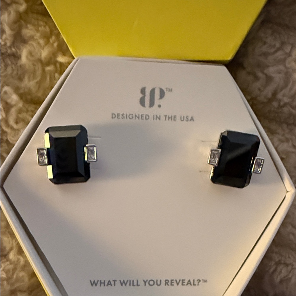 Earring Reveal Black Rectangular Stud Earrings - image 2